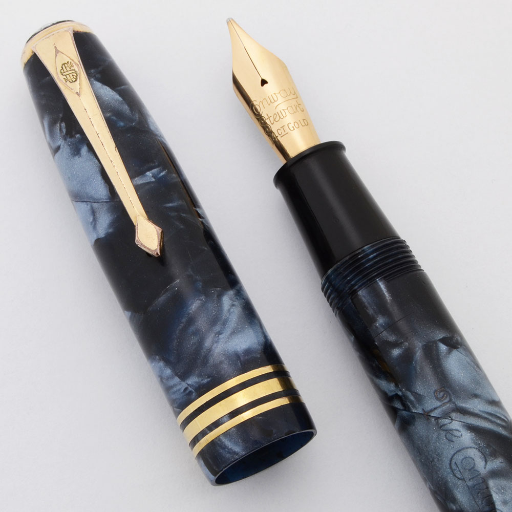 Conway Stewart 58 Fountain Pen (1950s) - Blue Marble, Lever Filler